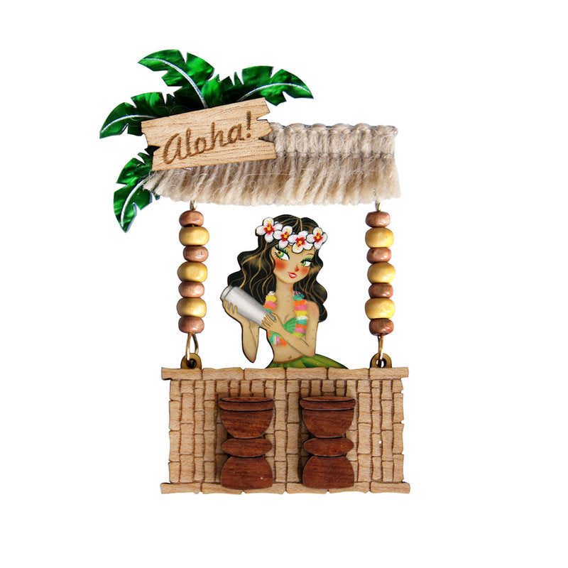 Tiki Waitress Brooch by Laliblue