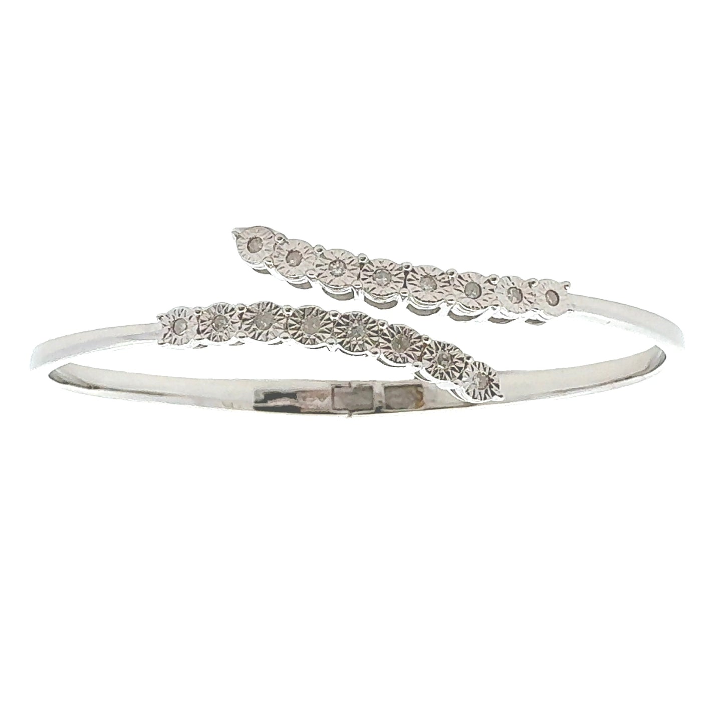 .25ct Diamond Bangle Bracelet Sterling Silver