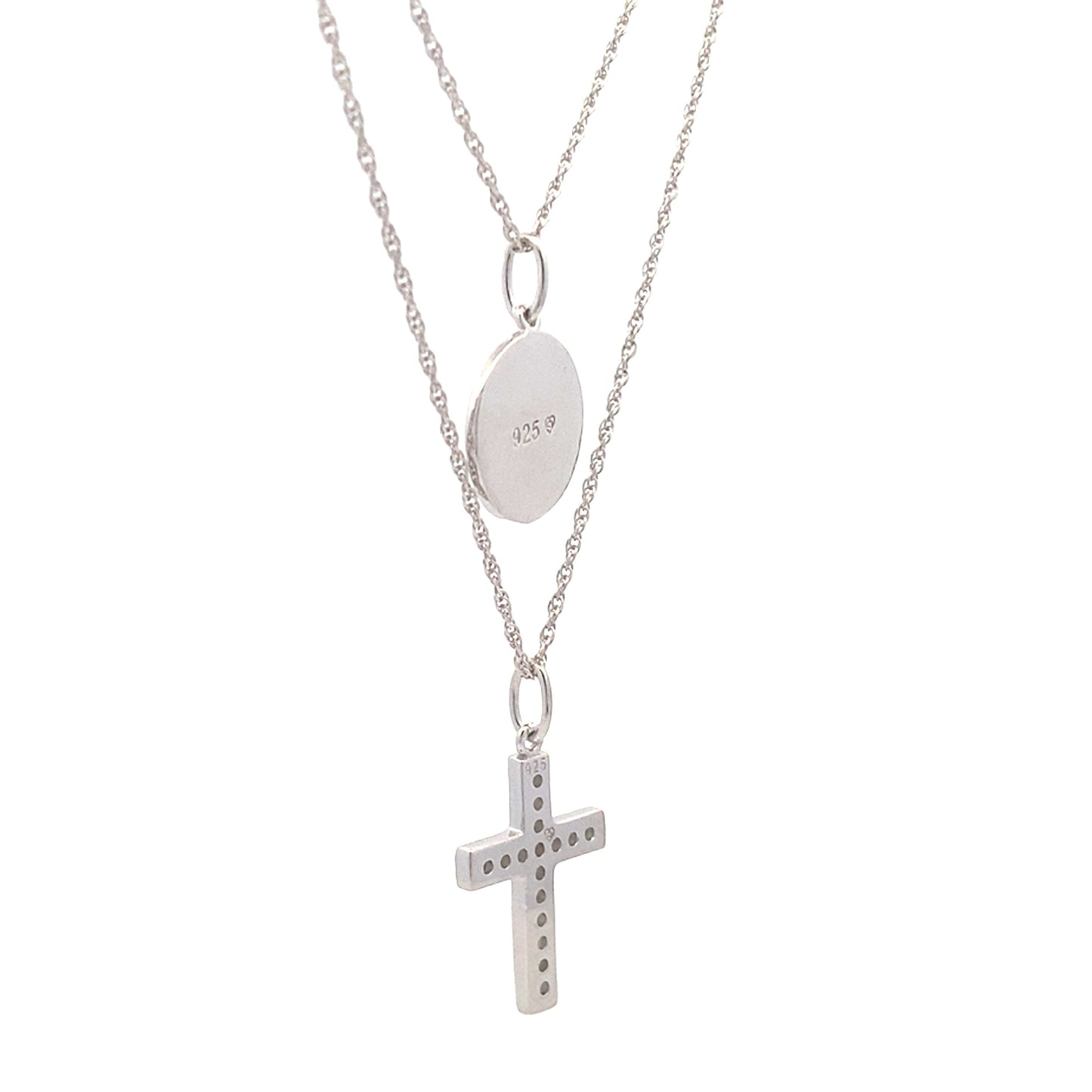 .20ct Diamond Cross Religious Pendant Sterling Silver
