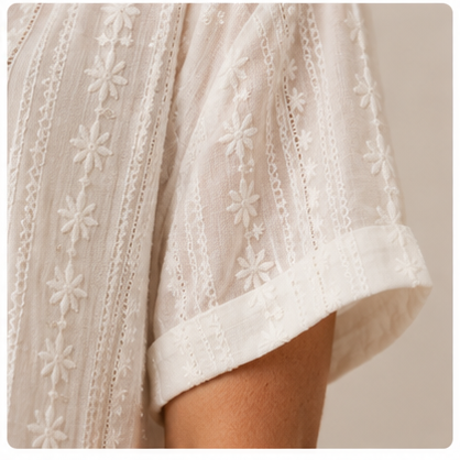 Ivory Garden Lace Button-Down Shirt