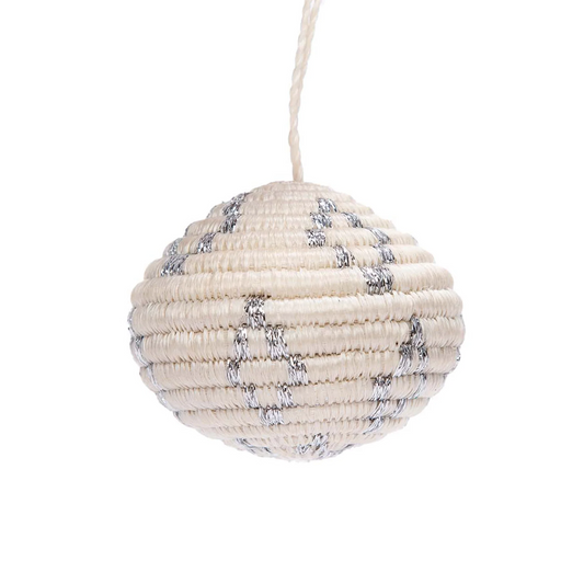 Metallic Sisal Globe Ornament | Silver