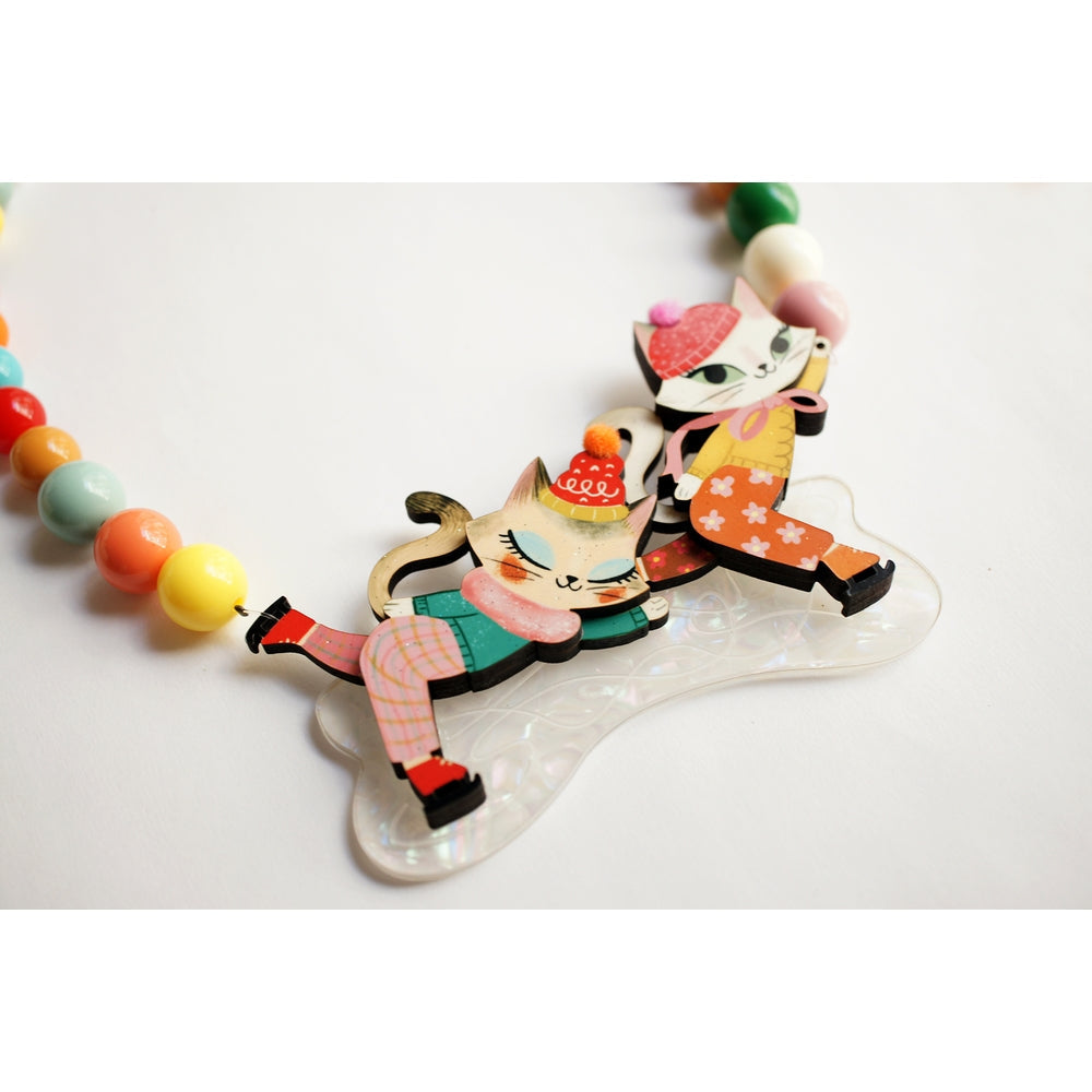 Kittens Kicking on Ice Necklace by Laliblue