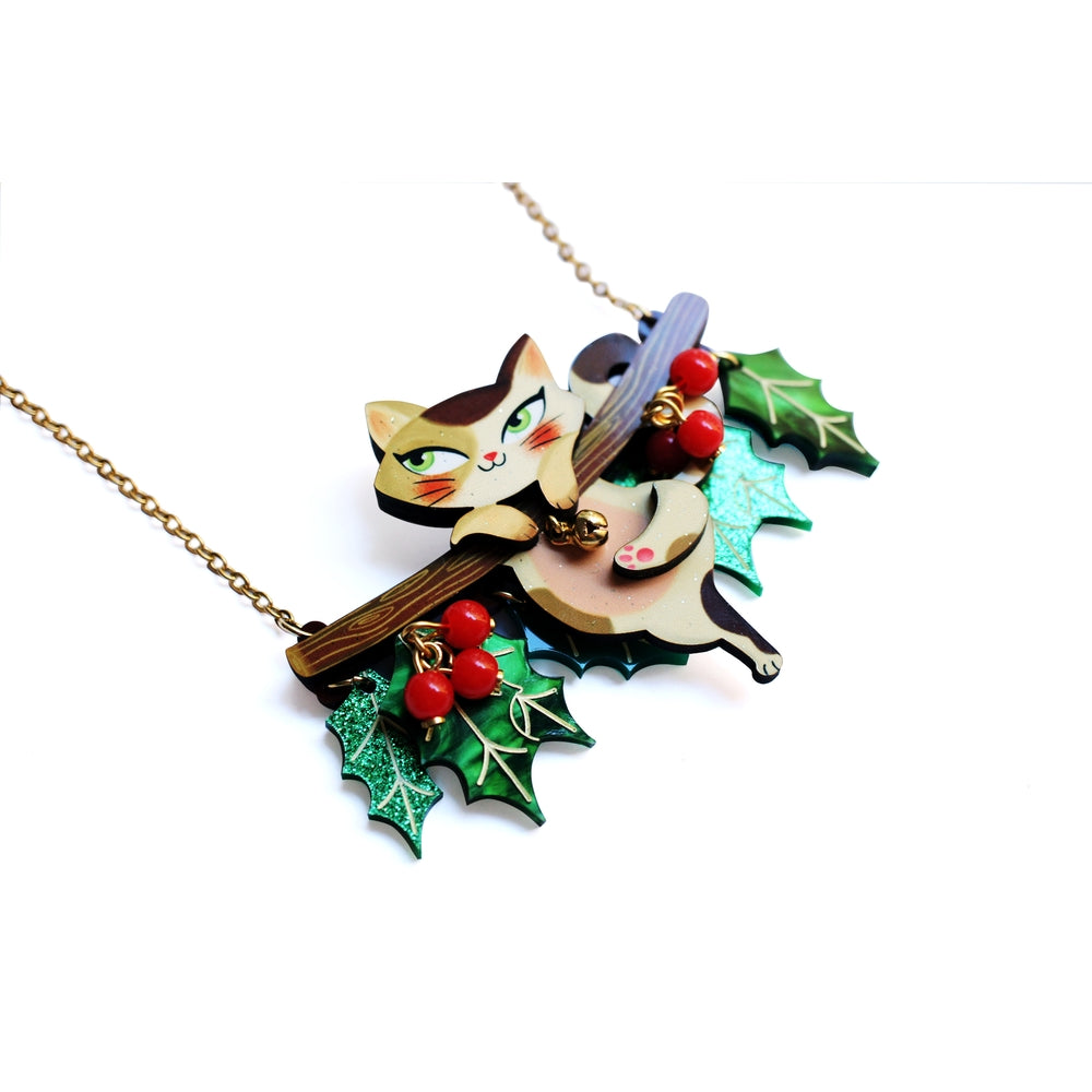 Kitty Collar on A Holly Branch Necklace by Laliblue