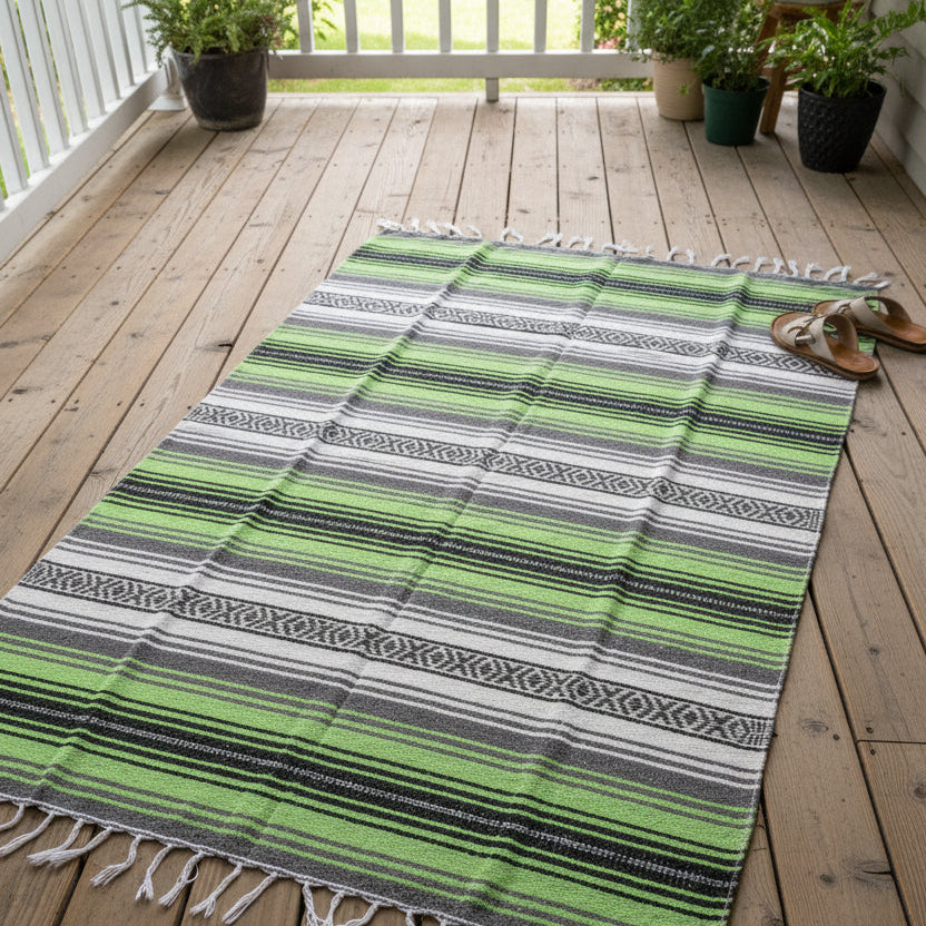 Bright Green Mexican Falsa Blanket