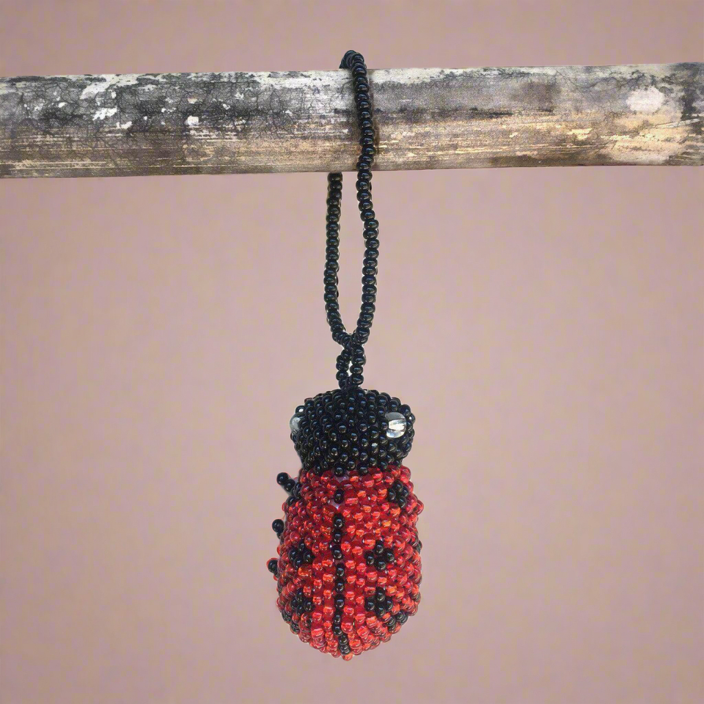 Lady Bug Seed Bead Handcrafted Artisan Made Ornament - Guatemala