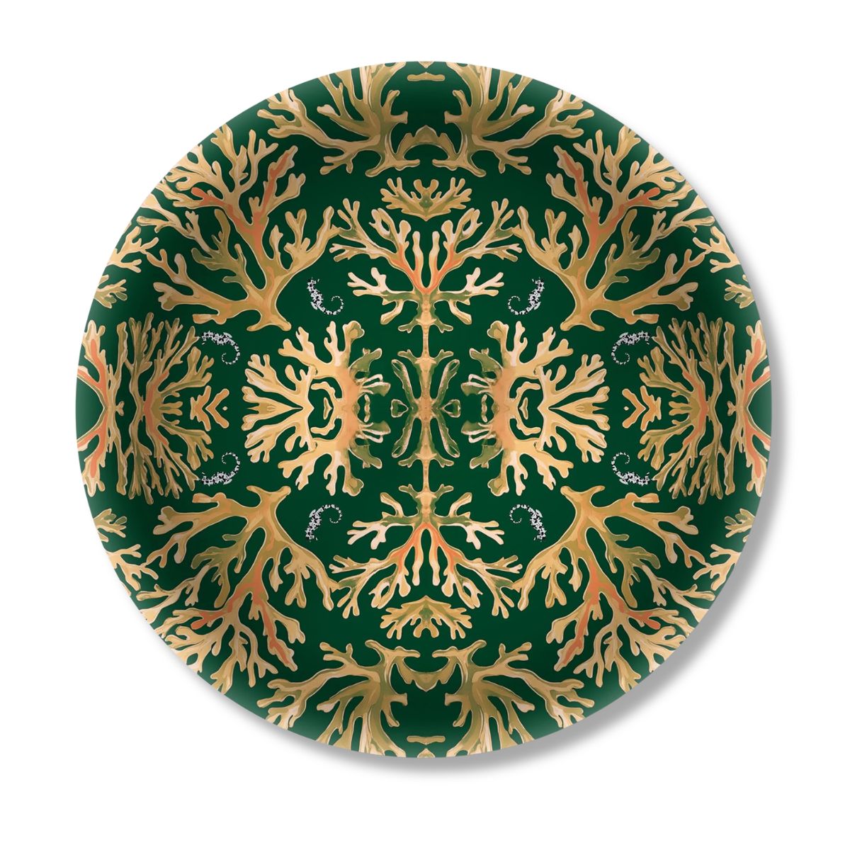 Coral Seahorses Birchwood Decorative Tray - Round - Large