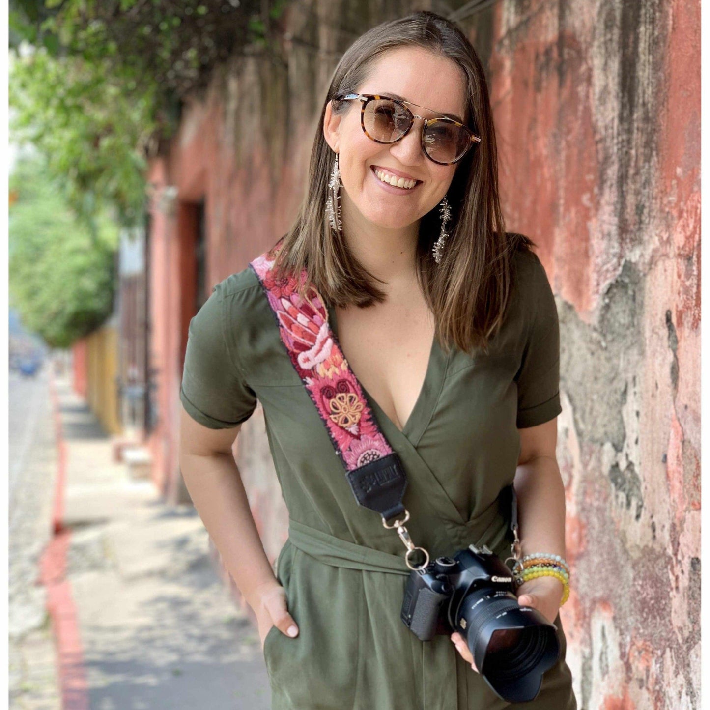 Leather Vintage Upcycled Purse | Camera | Guitar Strap - Guatemala