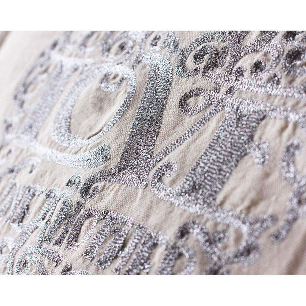 Love Heart Love Letters Hand-Embroidered Pillow - Available in Gold or Silver by CatStudio