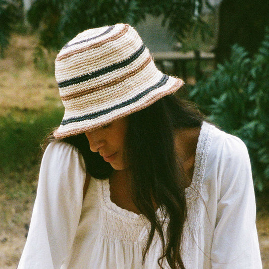 Fall Bucket Hat - Creme Striped