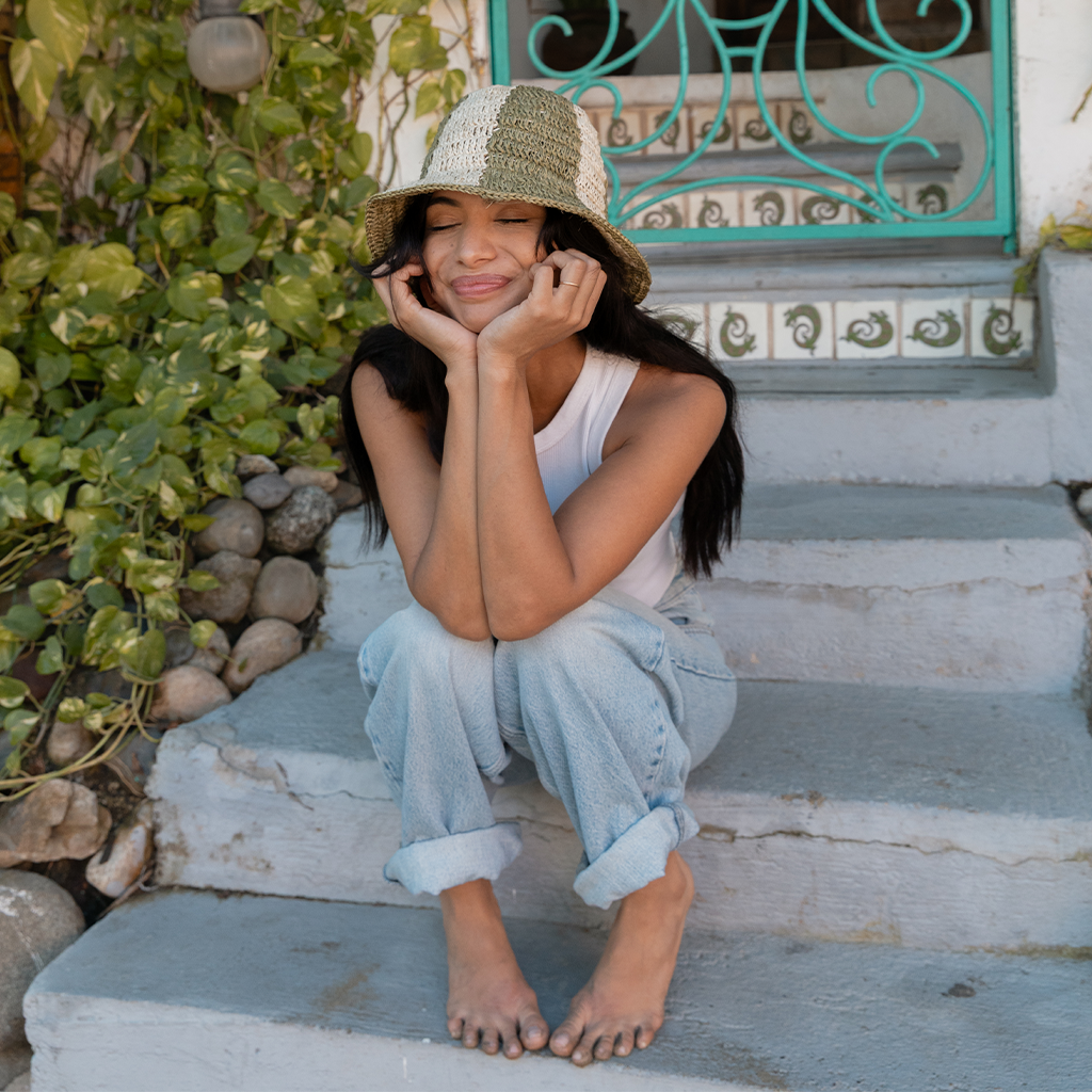 Summer Bucket Hat - Matcha Green Stripe