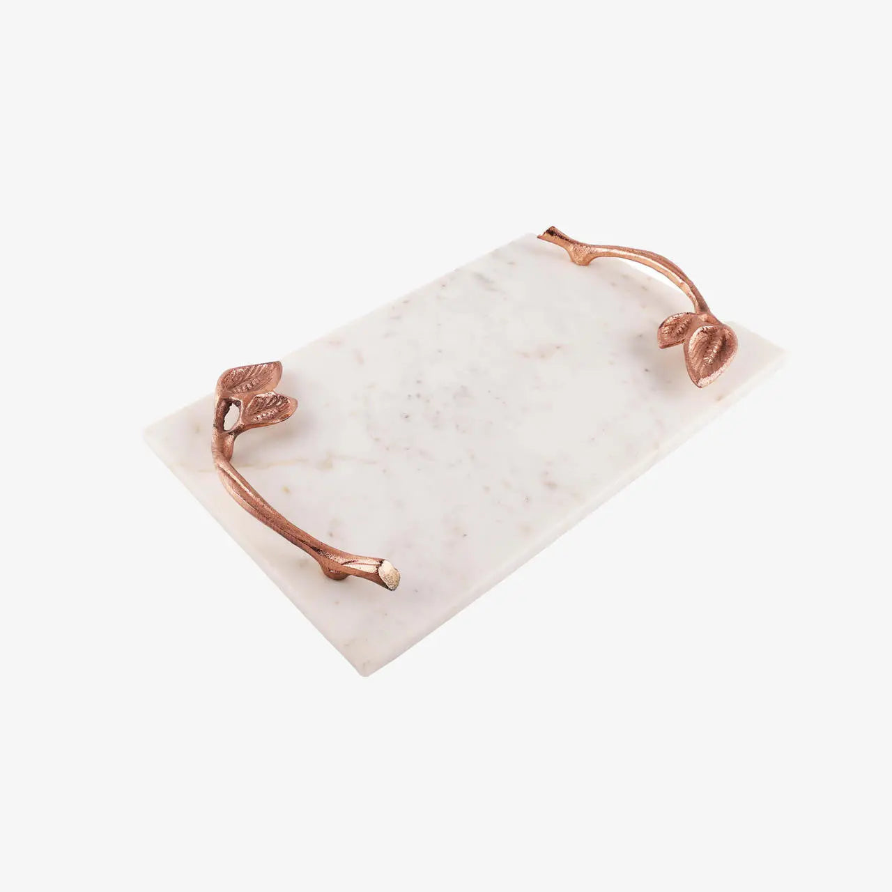 Marcella Marble Tray with Leaf Handles