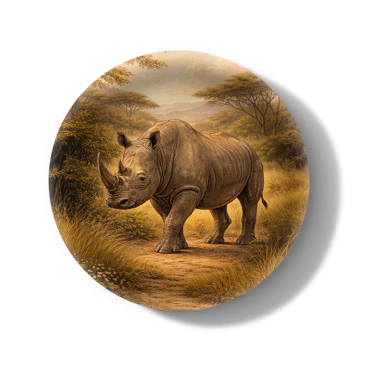 Golden Rhino Decorative Birchwood Tray - Mini Round - Set of 2