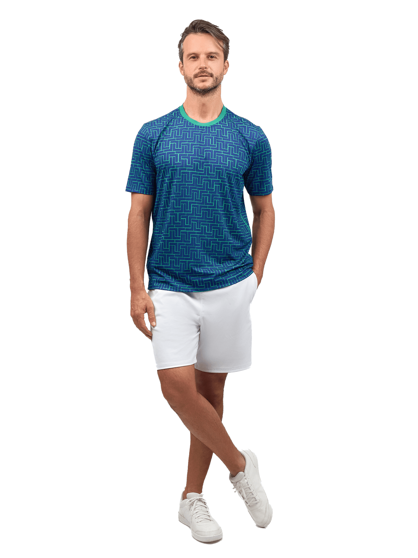 Men's Tennis Shorts - Spin Shorts with Pockets & UV Protection - White