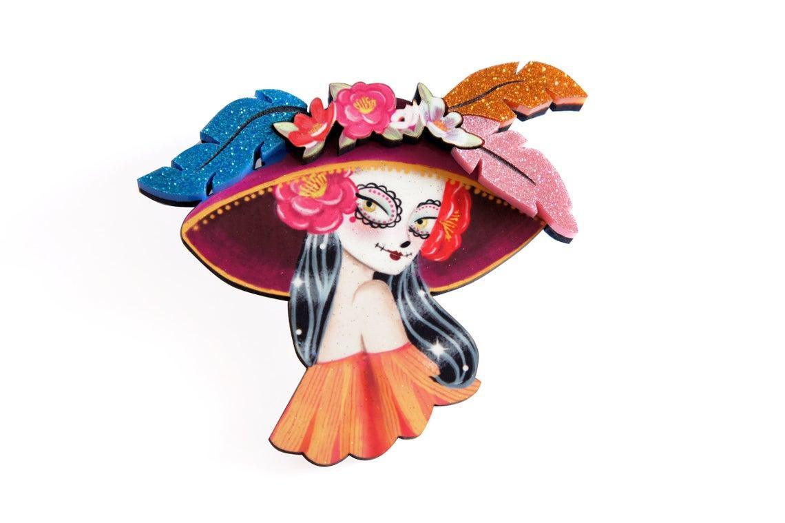 Mexican Catrina Brooch by Laliblue