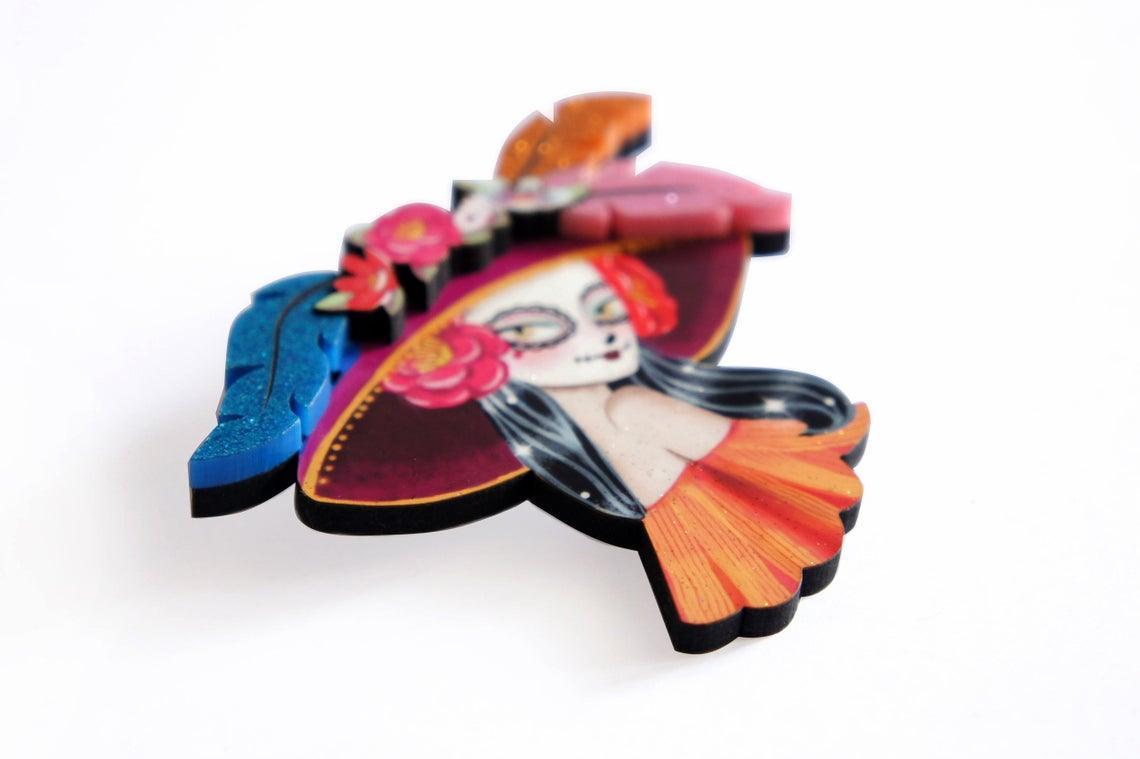 Mexican Catrina Brooch by Laliblue