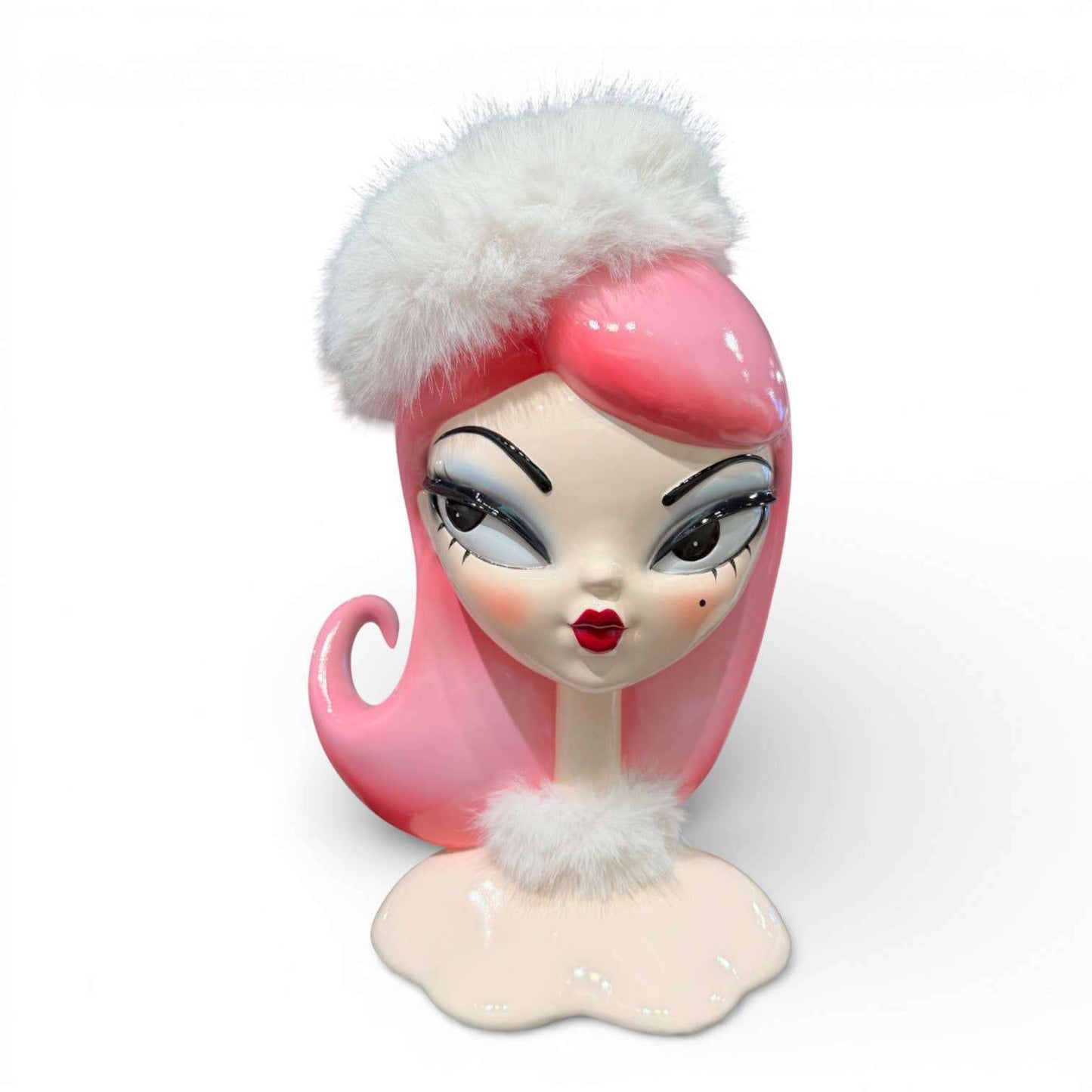 Dulce 15" Retro Pink Hair Candy Doll w/ White Fur Cap | Miss Fluff December Diamonds