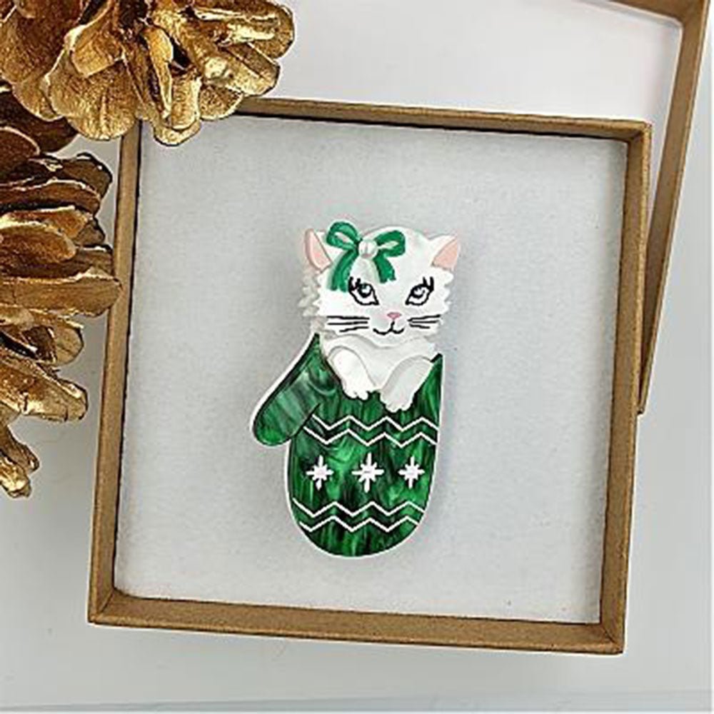 Mitten Kitten Brooch by Cherryloco