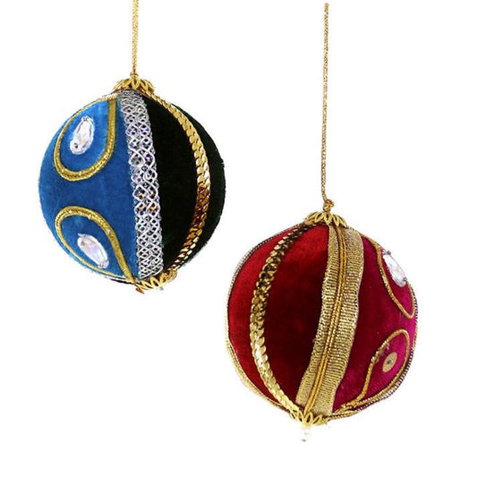 Mod Velvet Bauble 2 Assorted Red & Blue by Cody Foster