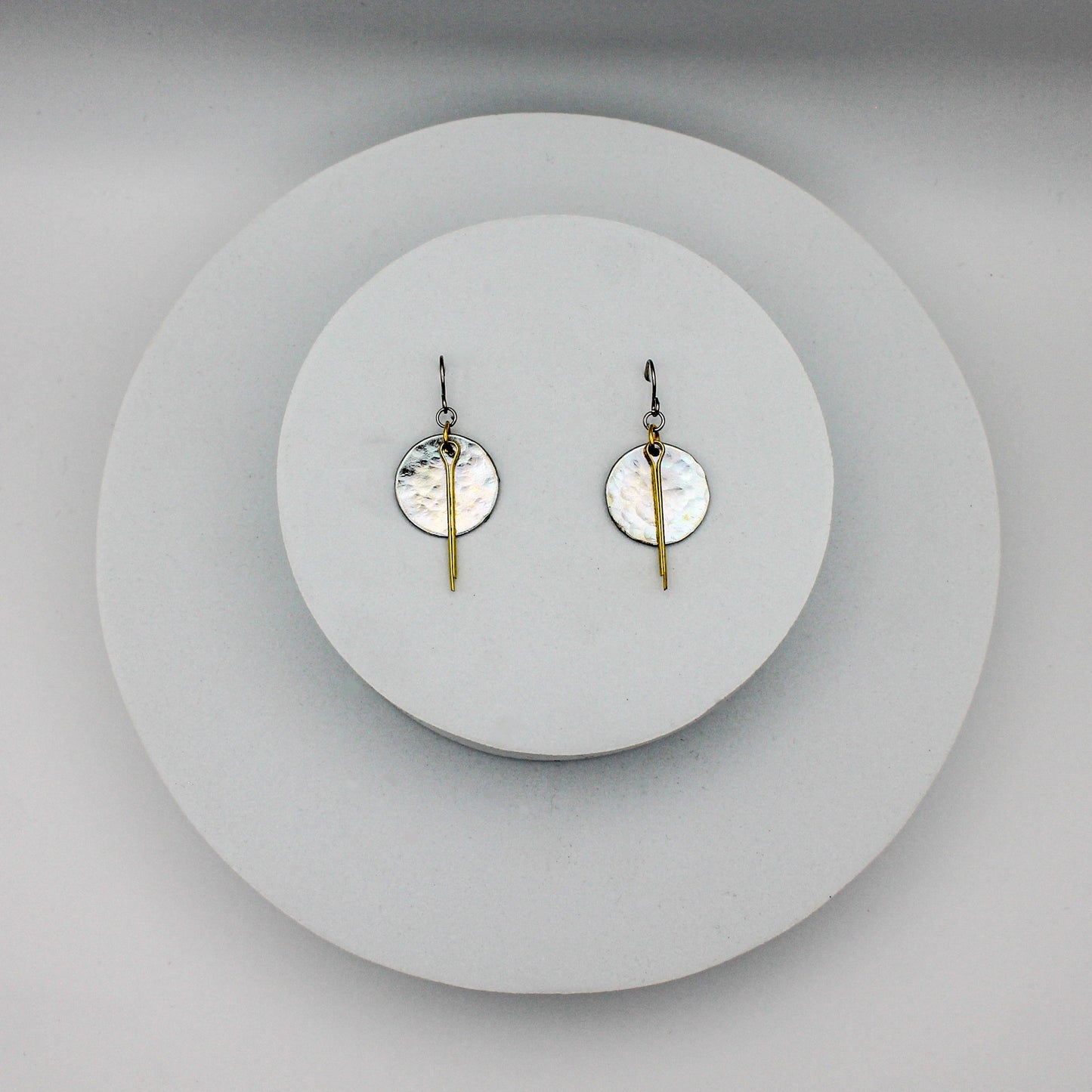 Full Circle Earrings | Repurposed Steel & Brass Automotive Parts | Stainless Steel Ear Wire