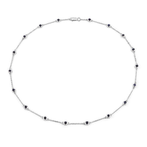 1.98 Carat Genuine Blue Sapphire .925 Sterling Silver Necklace