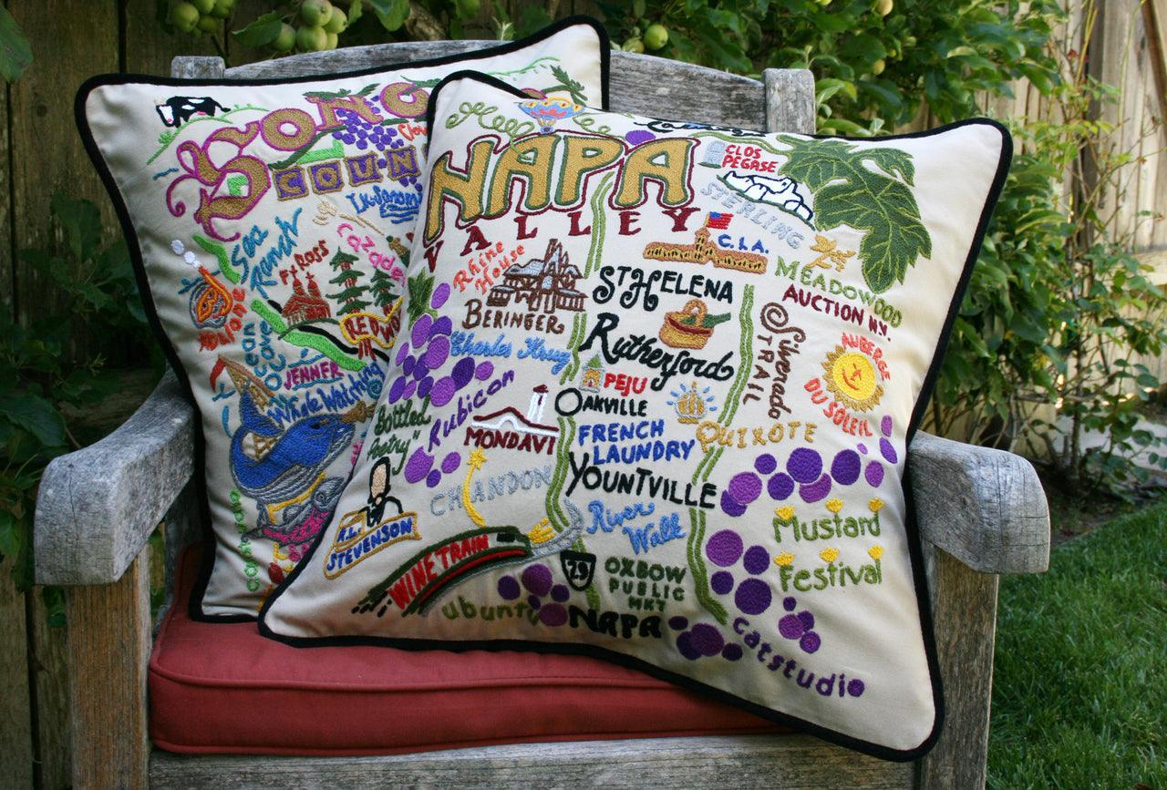 Napa Valley Hand-Embroidered Pillow