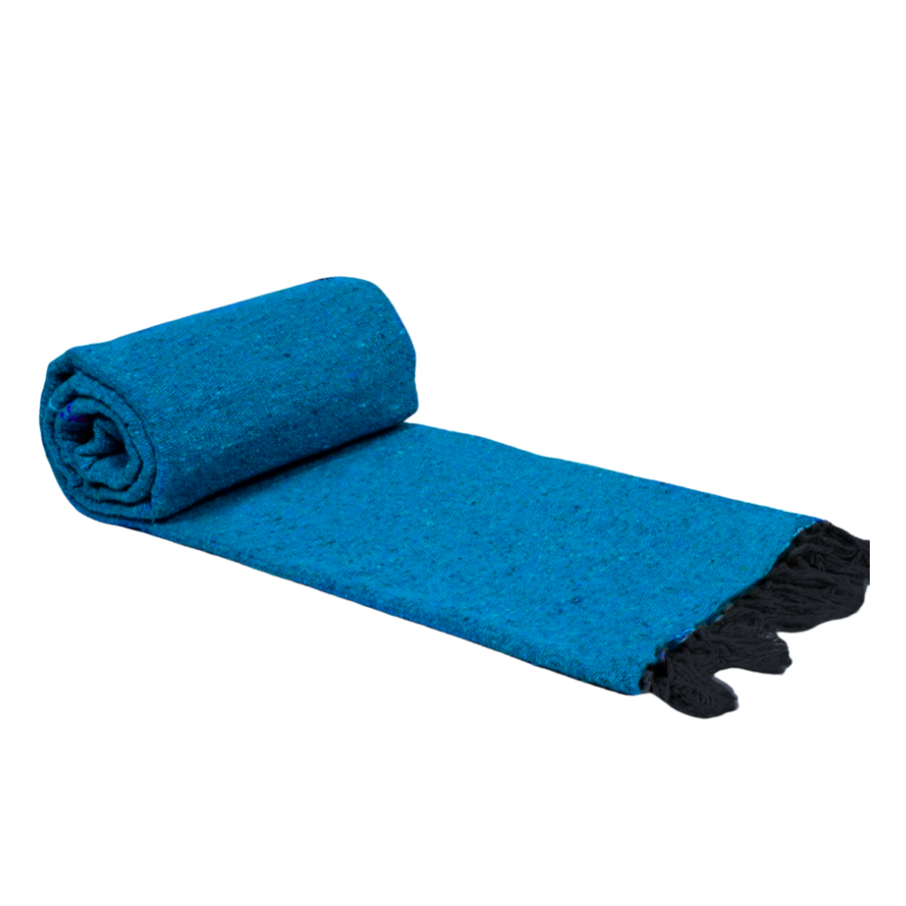 Solid Aqua Blue Mexican Blanket | BULK SAVINGS