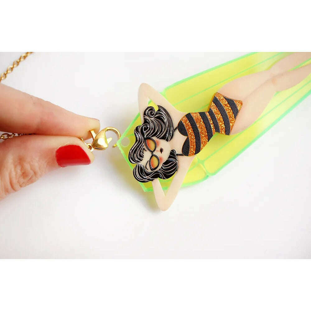 Necklace/Brooch Girl on Mat by Laliblue | PRE-ORDER SHIPS IN 2-3 WEEKS