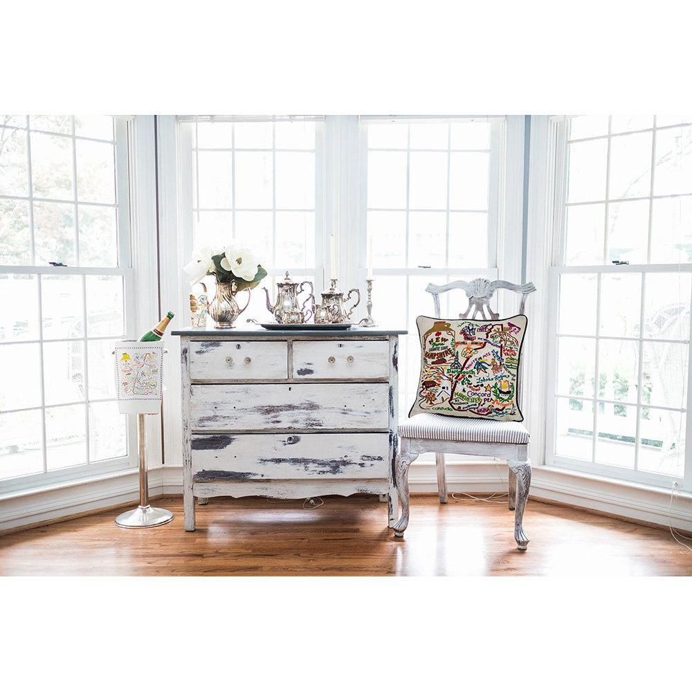 New Hampshire Hand-Embroidered Pillow