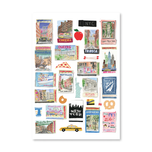 NYC Boroughs Matchbook Art Print - Osadia Concept Store