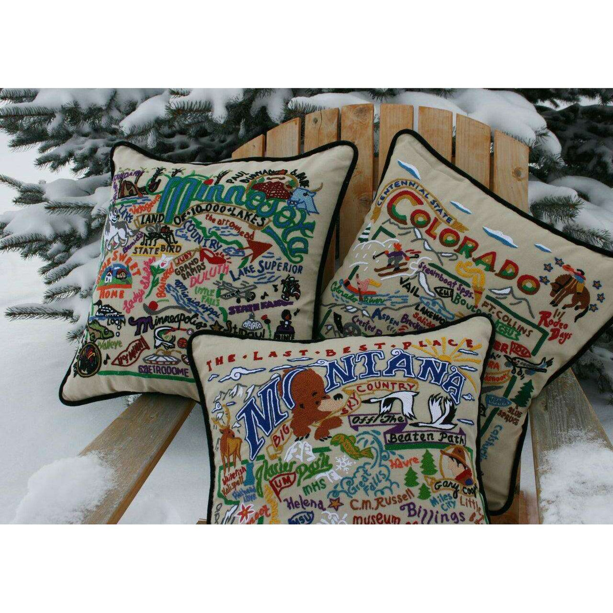 North Pole Christmas Hand-Embroidered Pillow