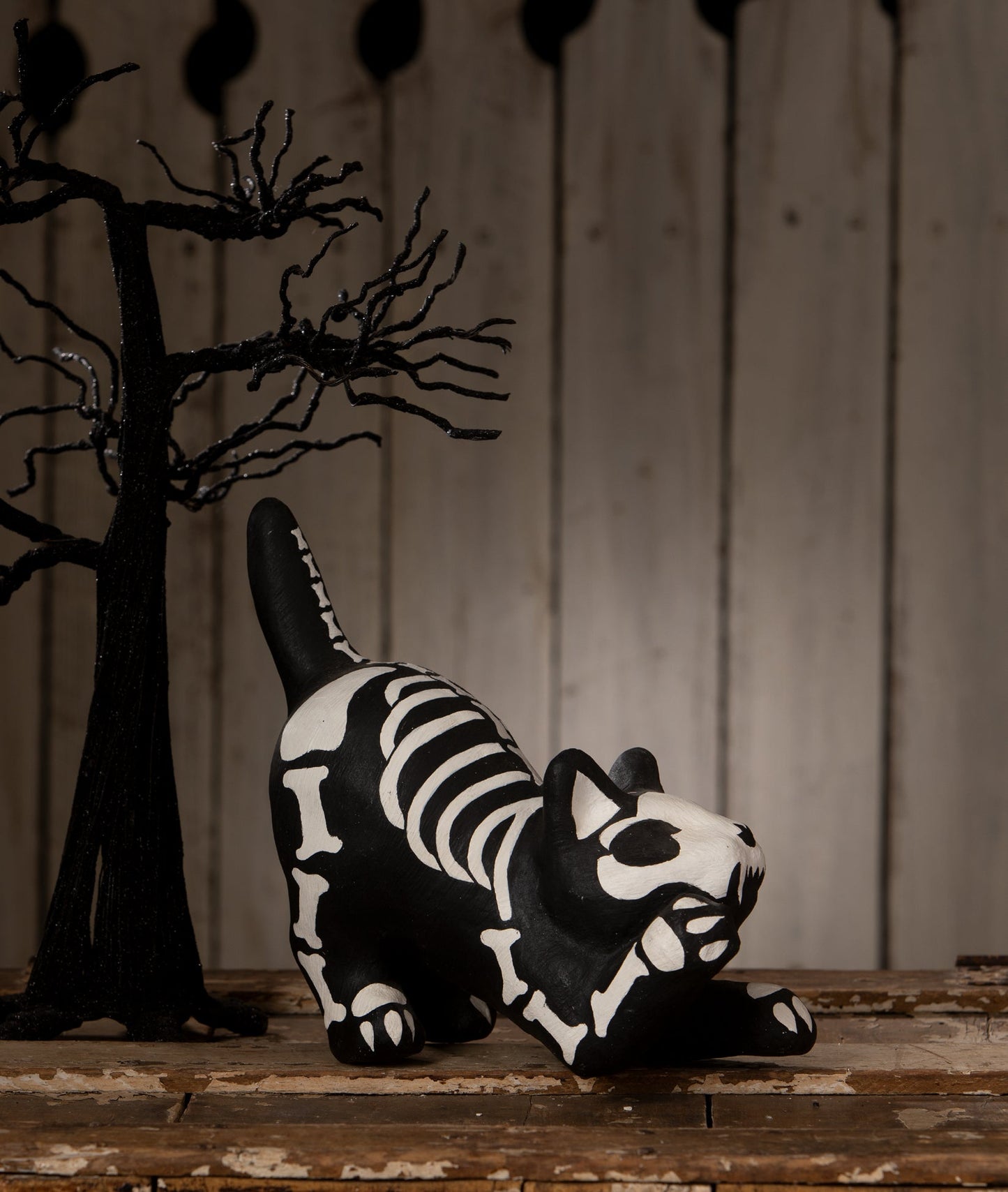 Skeleton Paper Mache Cat | Halloween Decor | Bethany Lowe