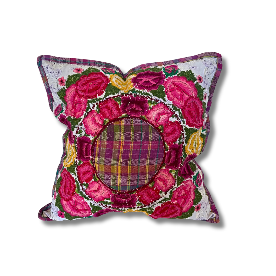 Up-cycled Maya Floral Pillow Cover - Guatemala