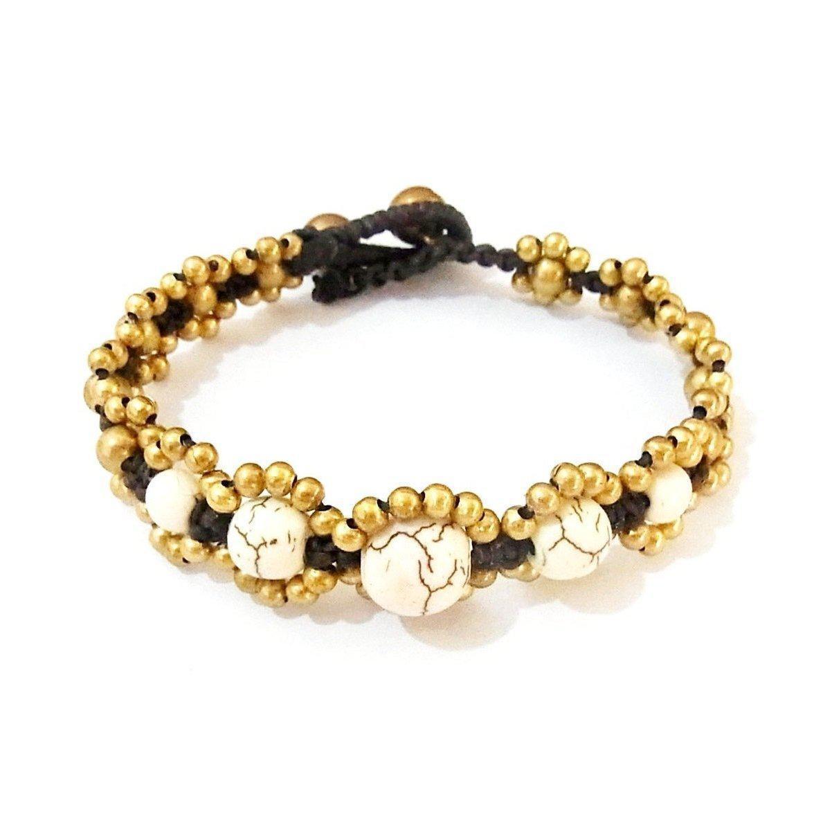 Orbit Stone Brass Adjustable Bead Bracelet - Thailand