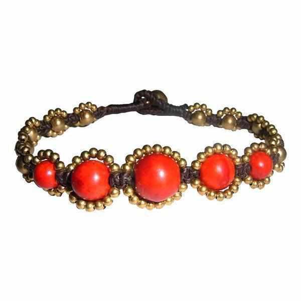 Orbit Stone Brass Adjustable Bead Bracelet - Thailand