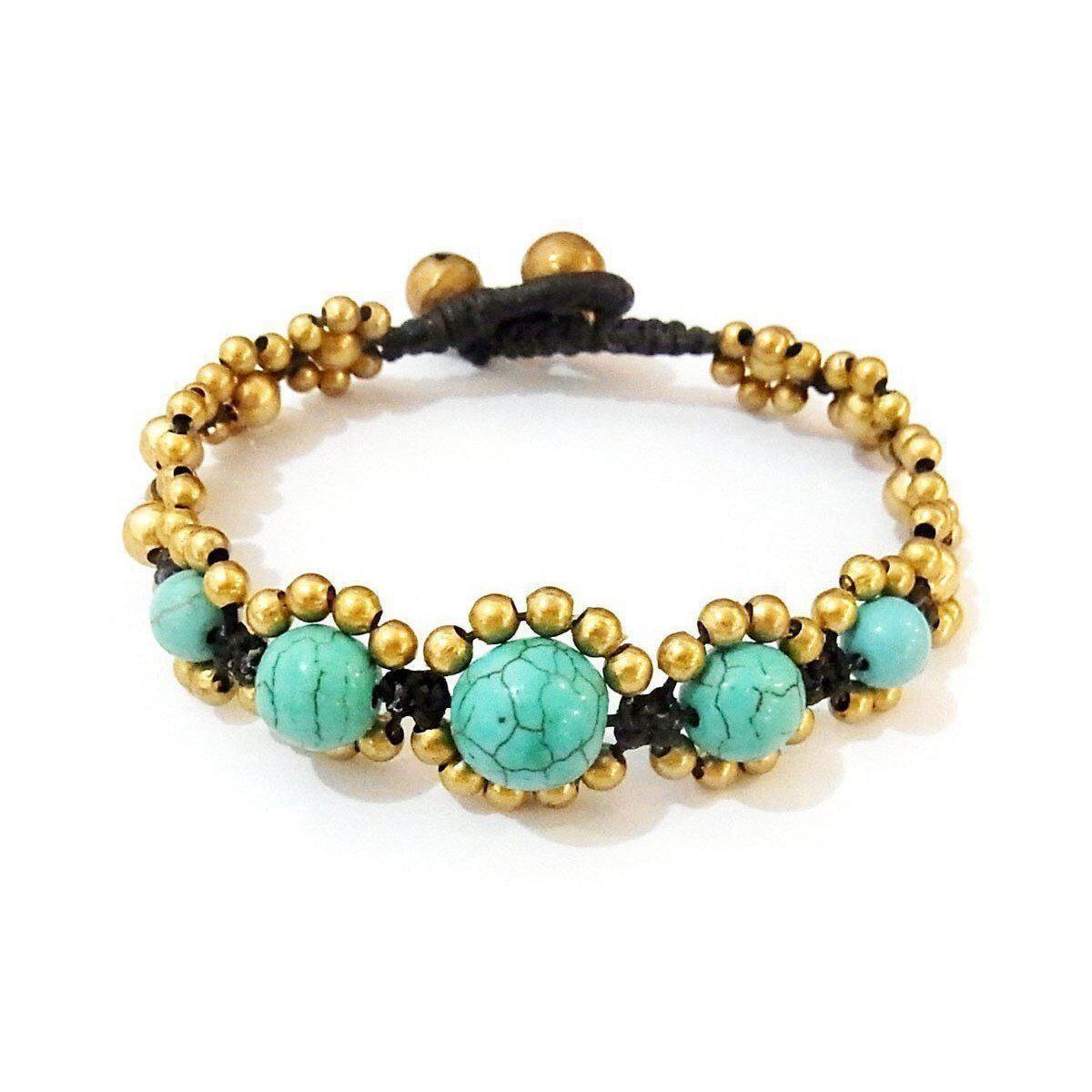 Orbit Stone Brass Adjustable Bead Bracelet - Thailand