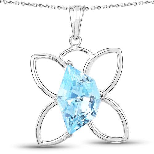 10.58 Carat Genuine Swiss Blue Topaz .925 Sterling Silver Pendant