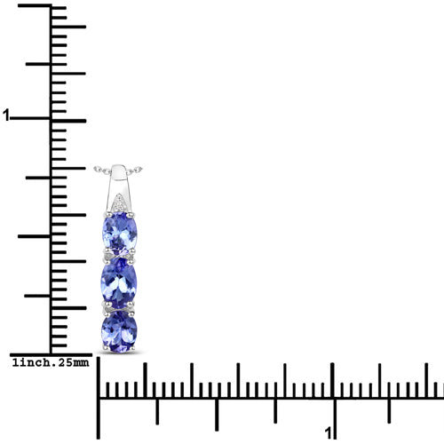 1.11 Carat Genuine Tanzanite and White Diamond .925 Sterling Silver Pendant
