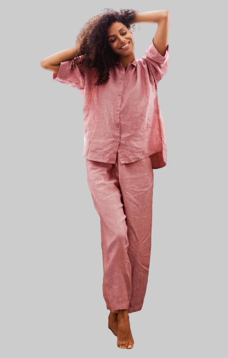 Pure Flax Linen Women Pajama Set - Breathable - Durable