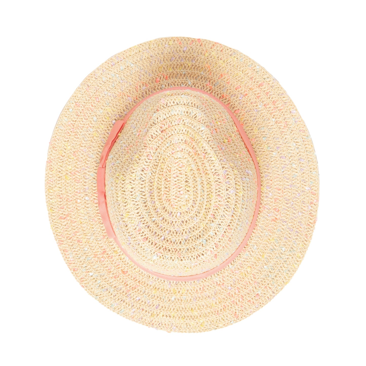 5-7 Yr Kid's Paperbraid Multi-color Fedora with Blush Band/Bow