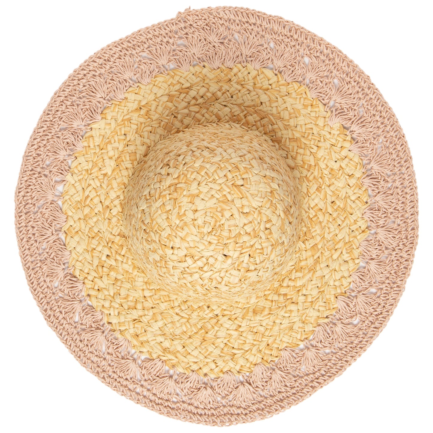 Women's paper straw hat with crochet brim (PBL3203)