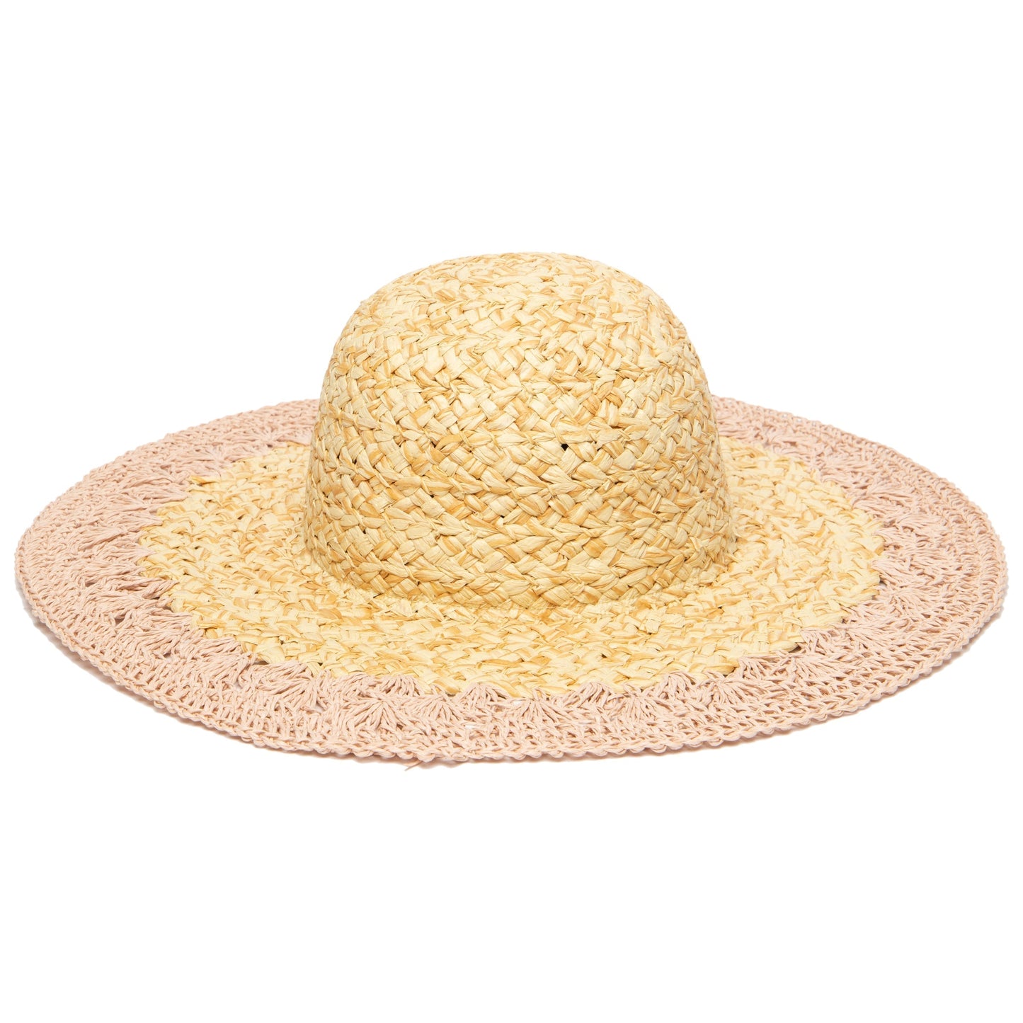 Women's paper straw hat with crochet brim (PBL3203)