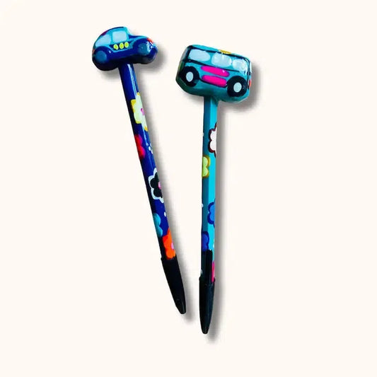 Hand-Painted VW Bug Ceramic Car Ink Pen | Van Flower Pen - Mexico - Osadia Concept Store