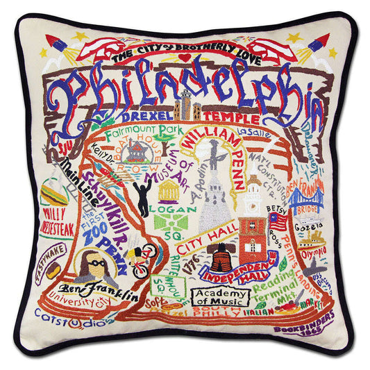 Philadelphia Hand-Embroidered Pillow
