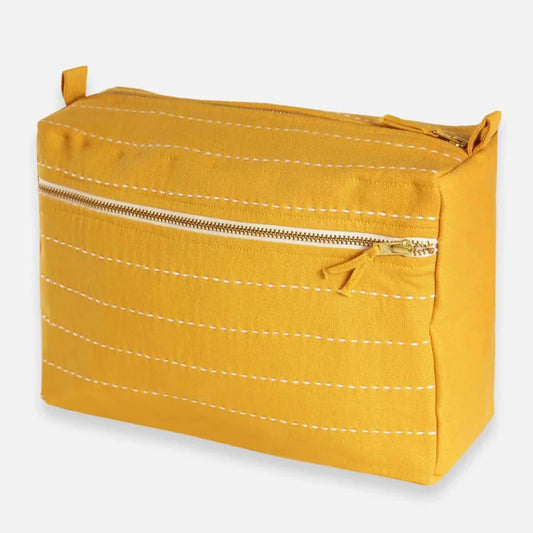 Large Toiletry Bag | Mustard Pin-Stitch