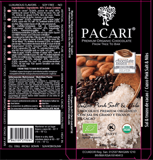 Pink Sea Salt and Nibs Organic Chocolate Bar