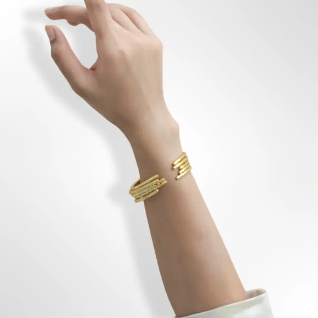 Hammered Gold Bangle Bracelet