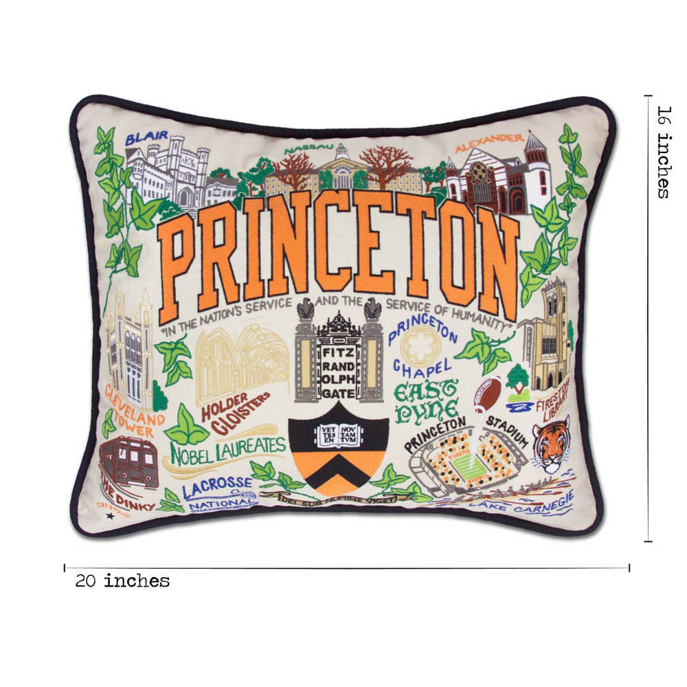 Princeton University Collegiate Embroidered Pillow by CatStudio
