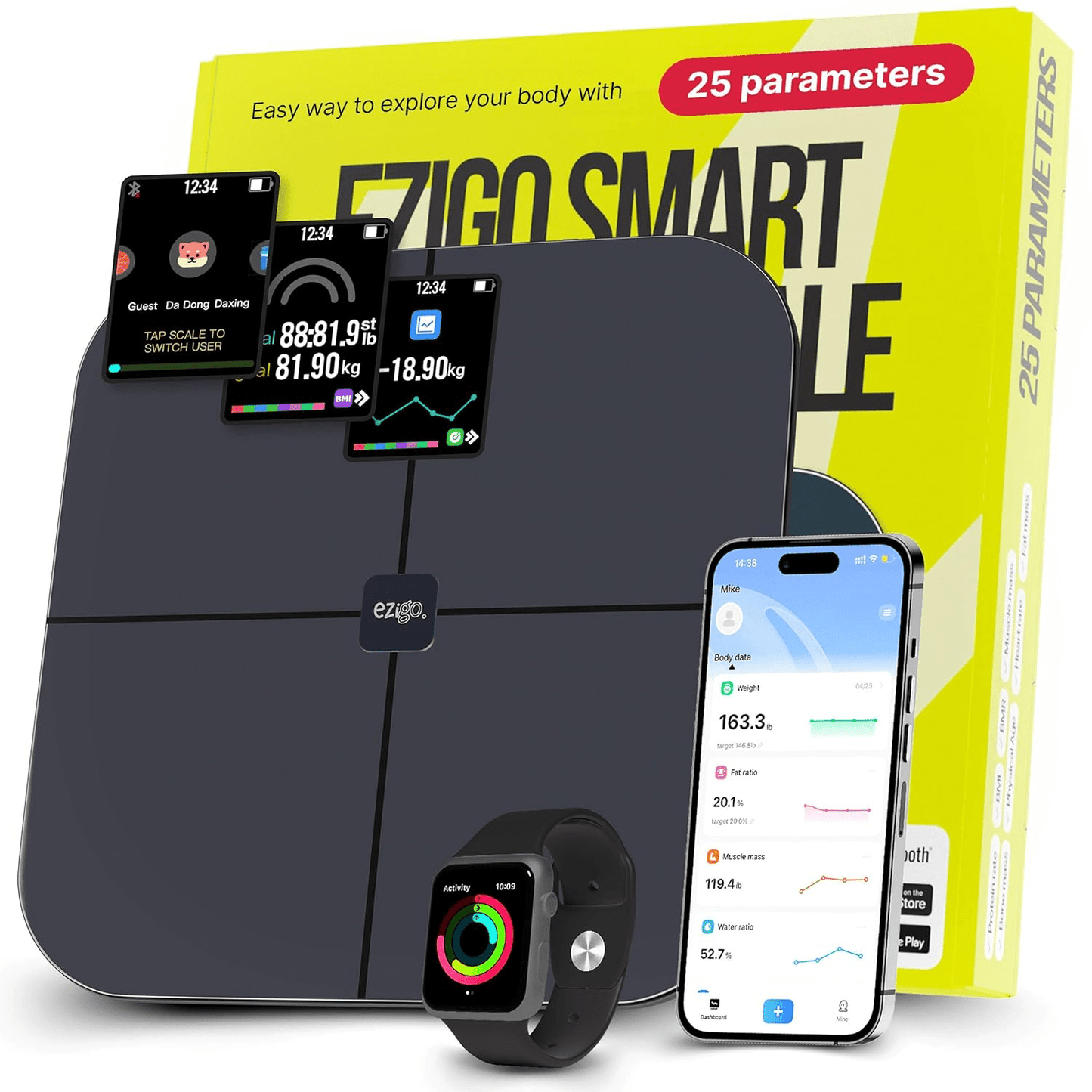 EziGo Smart Scale with Body Fat and BMI, 25 Metrics, Bluetooth - Osadia Concept Store
