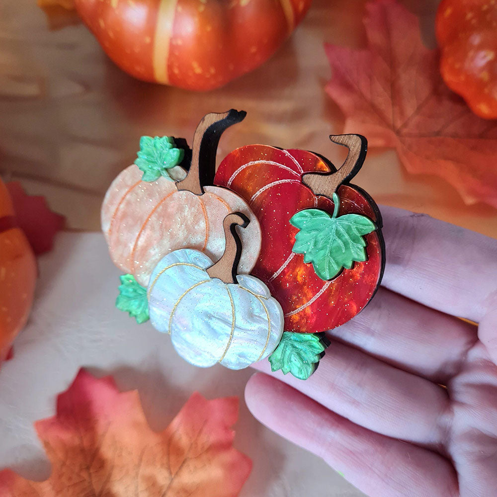 Pumpkin Patch Brooch by Cherryloco - ORANGE