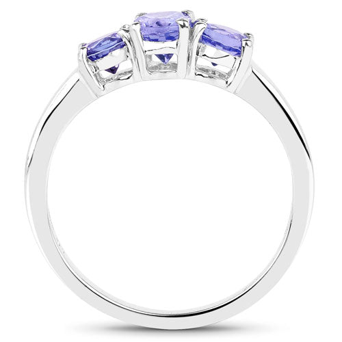 0.90 Carat Genuine Tanzanite .925 Sterling Silver Ring